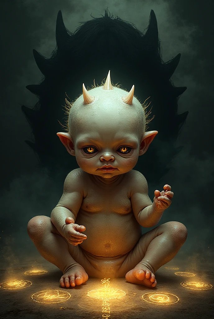 The nafs depicted as a demanding infant with a looming shadow